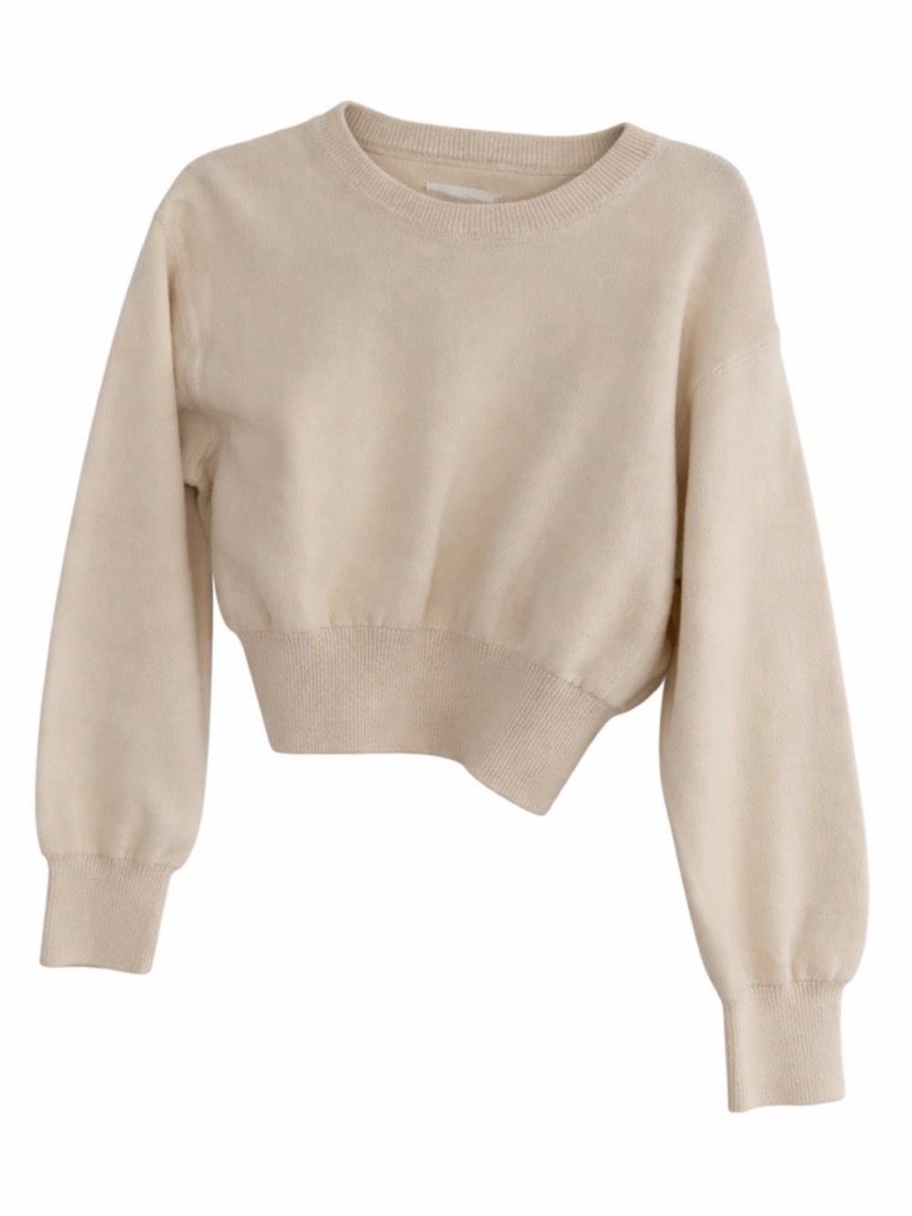 aerie Cream Cropped Crewneck Sweater